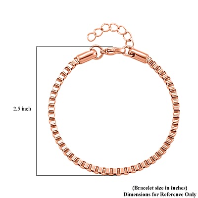 Classic Box Chain Bracelet in ION Plated RG Stainless Steel (7.0-8.0In)