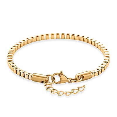 Classic Box Chain Bracelet in ION Plated YG Stainless Steel (7.0-8.0In)