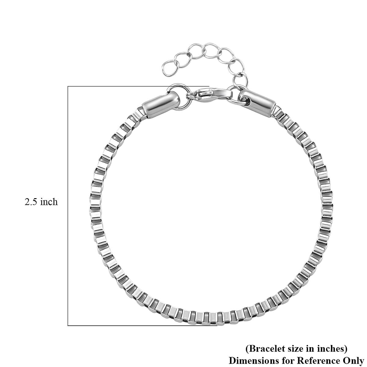 Classic Box Chain Bracelet in Stainless Steel (7.0-8.0In) image number 5