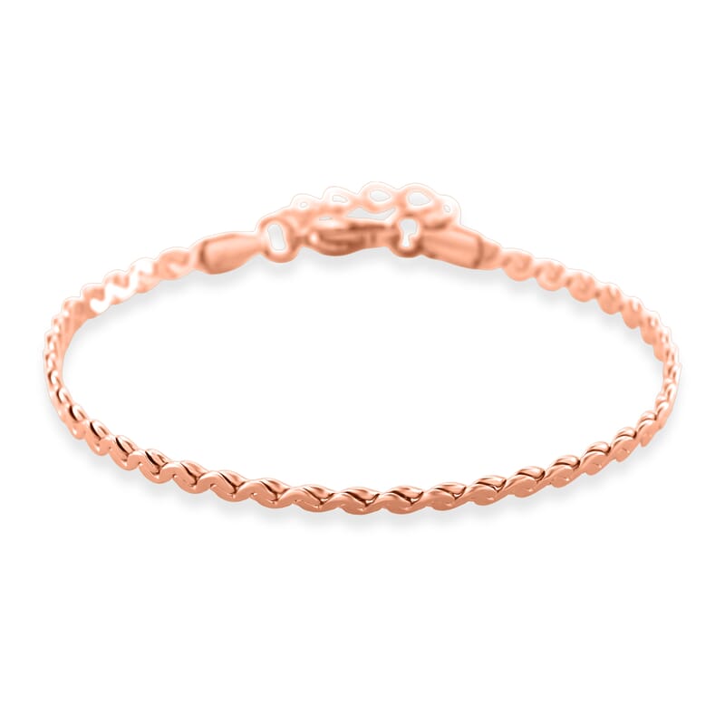 Smooth Curved Twist Chain Bracelet in ION Plated RG Stainless Steel (7.0-8.0In)