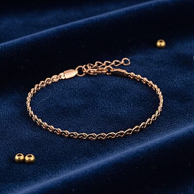 Smooth Curved Twist Chain Bracelet in ION Plated RG Stainless Steel (7.0-8.0In)