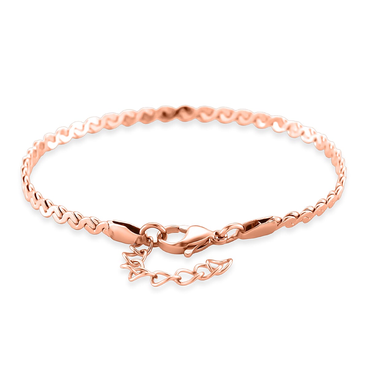 Smooth Curved Twist Chain Bracelet in ION Plated RG Stainless Steel (7.0-8.0In) image number 3