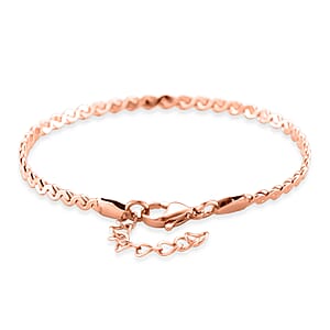 Smooth Curved Twist Chain Bracelet in ION Plated RG Stainless Steel (7.0-8.0In)