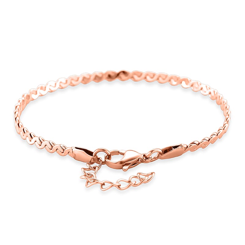 Smooth Curved Twist Chain Bracelet in ION Plated RG Stainless Steel (7.0-8.0In)