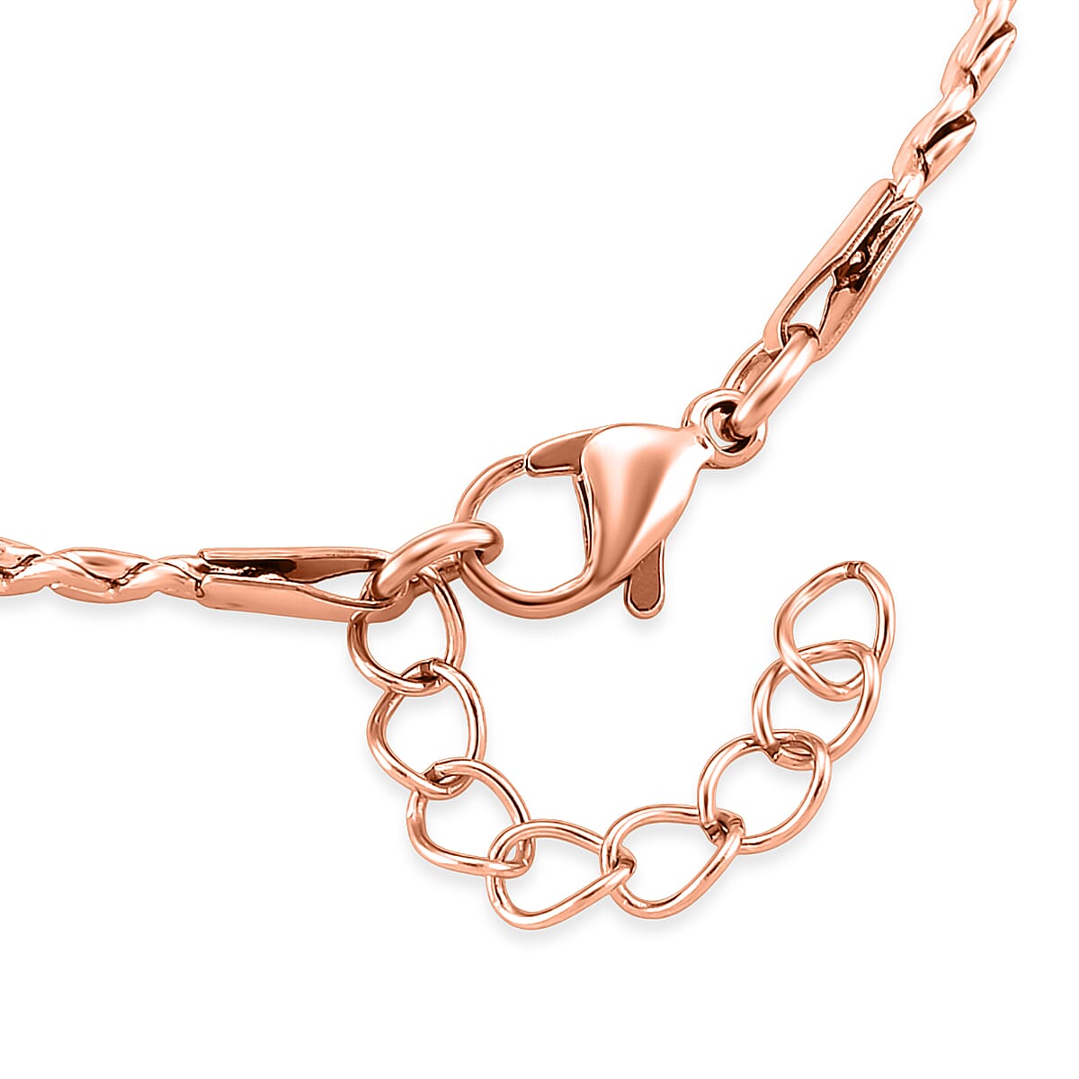 Smooth Curved Twist Chain Bracelet in ION Plated RG Stainless Steel (7.0-8.0In) image number 4