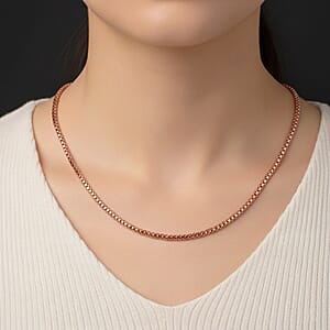 Box Chain Necklace in ION Plated RG Stainless Steel (24-26 Inches)