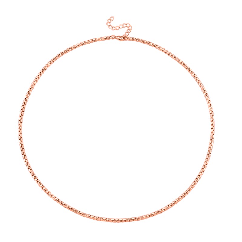 Box Chain Necklace in ION Plated RG Stainless Steel (24-26 Inches)