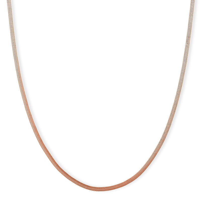 Ankur's Treasure Chest Herringbone Chain Necklace in ION Plated RG Stainless Steel (24 Inches)