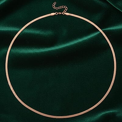 Ankur's Treasure Chest Herringbone Chain Necklace in ION Plated RG Stainless Steel (24 Inches)