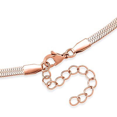 Ankur's Treasure Chest Herringbone Chain Necklace in ION Plated RG Stainless Steel (24 Inches)