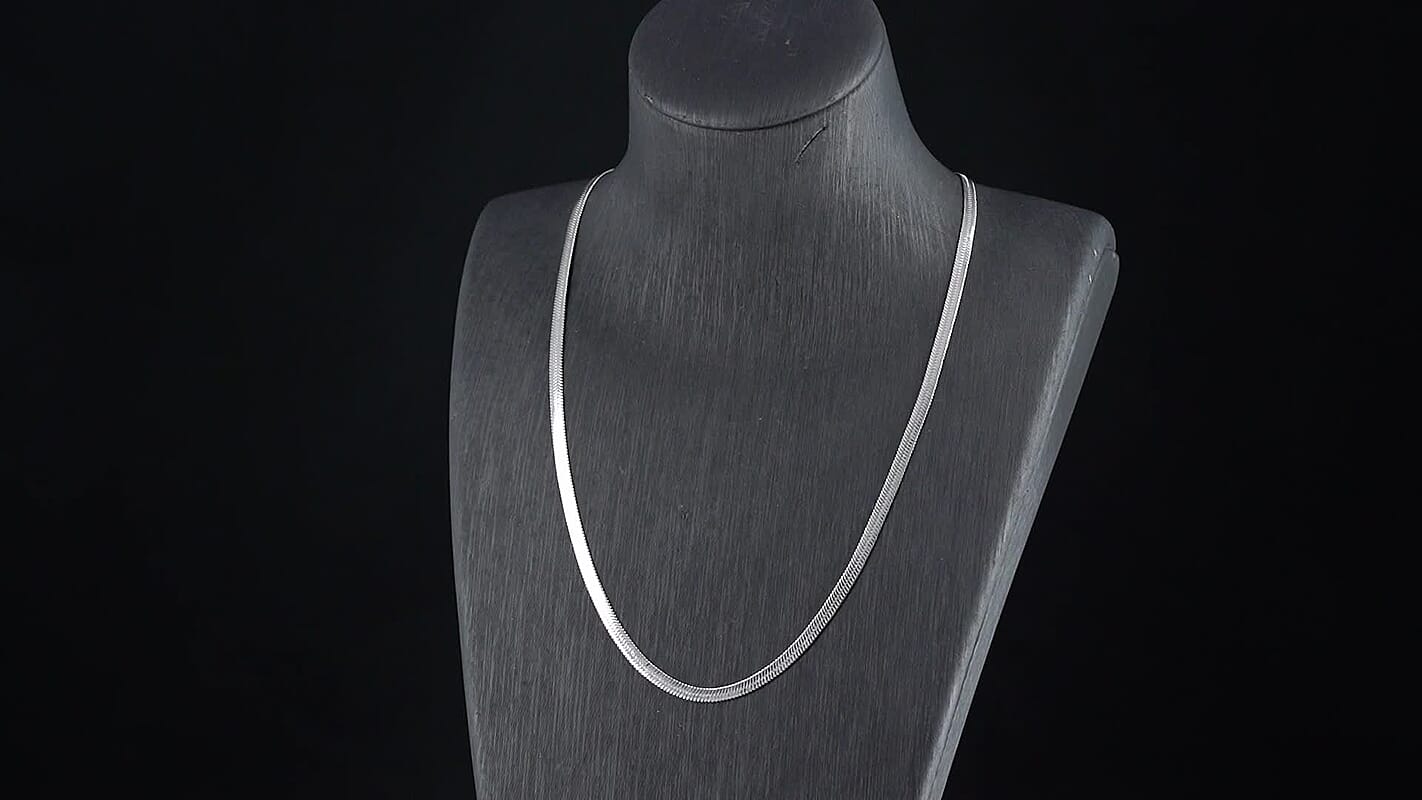 Herringbone Chain Necklace in Stainless Steel (24-26 Inches)