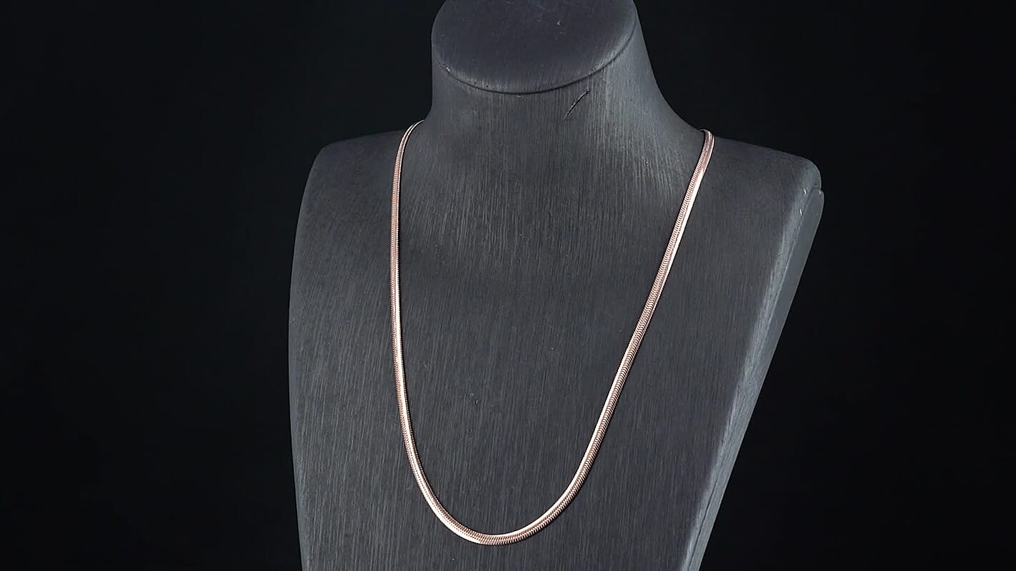 Snake Chain Necklace in ION Plated RG Stainless Steel (24-26 Inches)