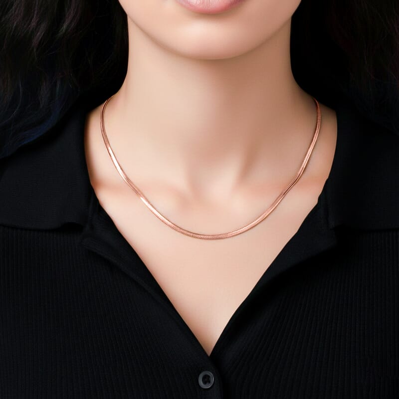 Snake Chain Necklace in ION Plated RG Stainless Steel (24-26 Inches)