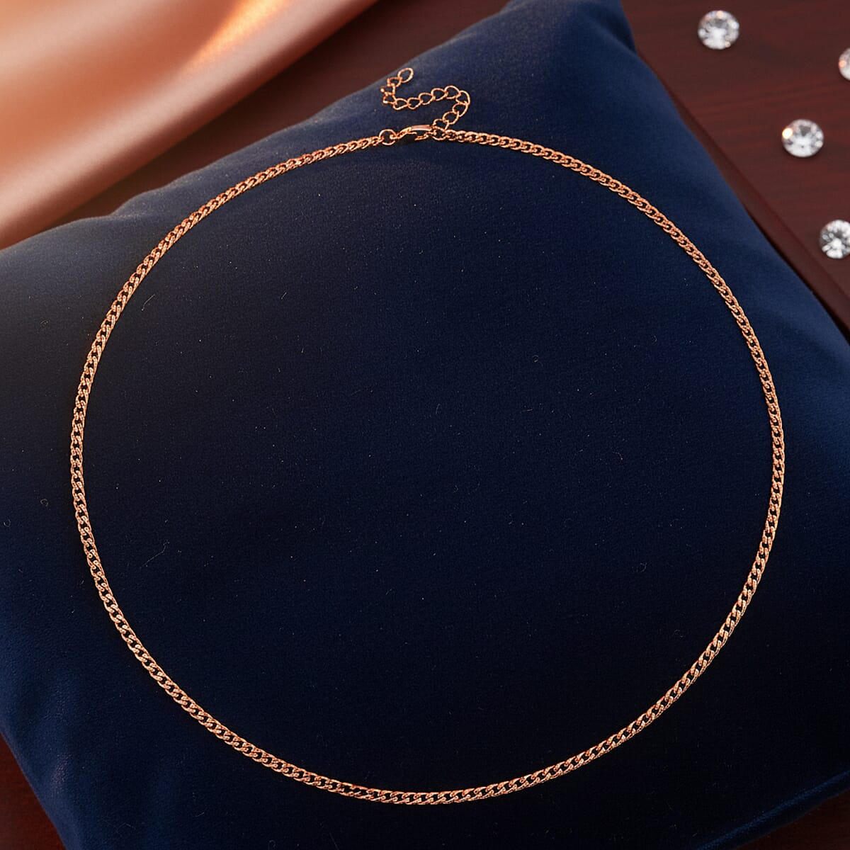 Curb Chain Necklace in ION Plated RG Stainless Steel 24-26 Inches image number 1