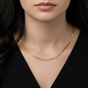 Classic Box Chain Necklace in ION Plated YG Stainless Steel (24-26 Inches)