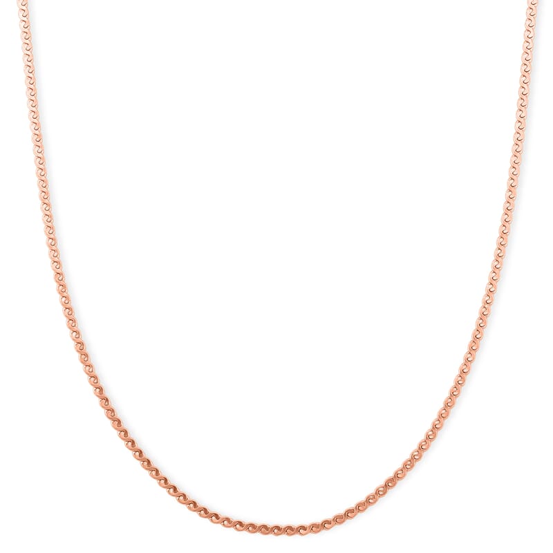 Smooth Curved Twist Chain Necklace in ION Plated RG Stainless Steel (24-26 Inches)