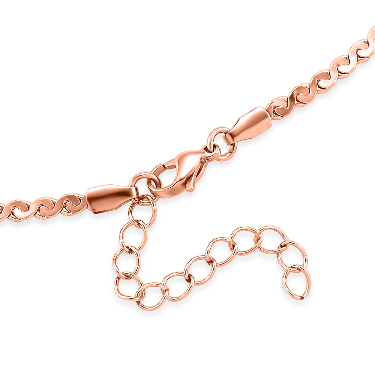 Smooth Curved Twist Chain Necklace in ION Plated RG Stainless Steel (24-26 Inches)