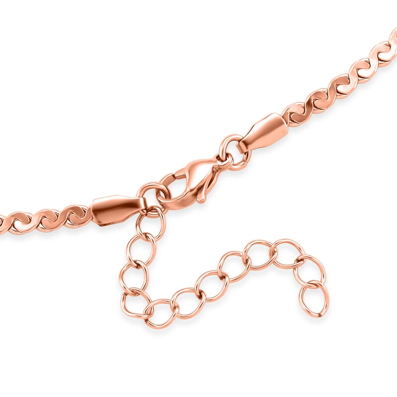 Smooth Curved Twist Chain Necklace in ION Plated RG Stainless Steel (24-26 Inches)