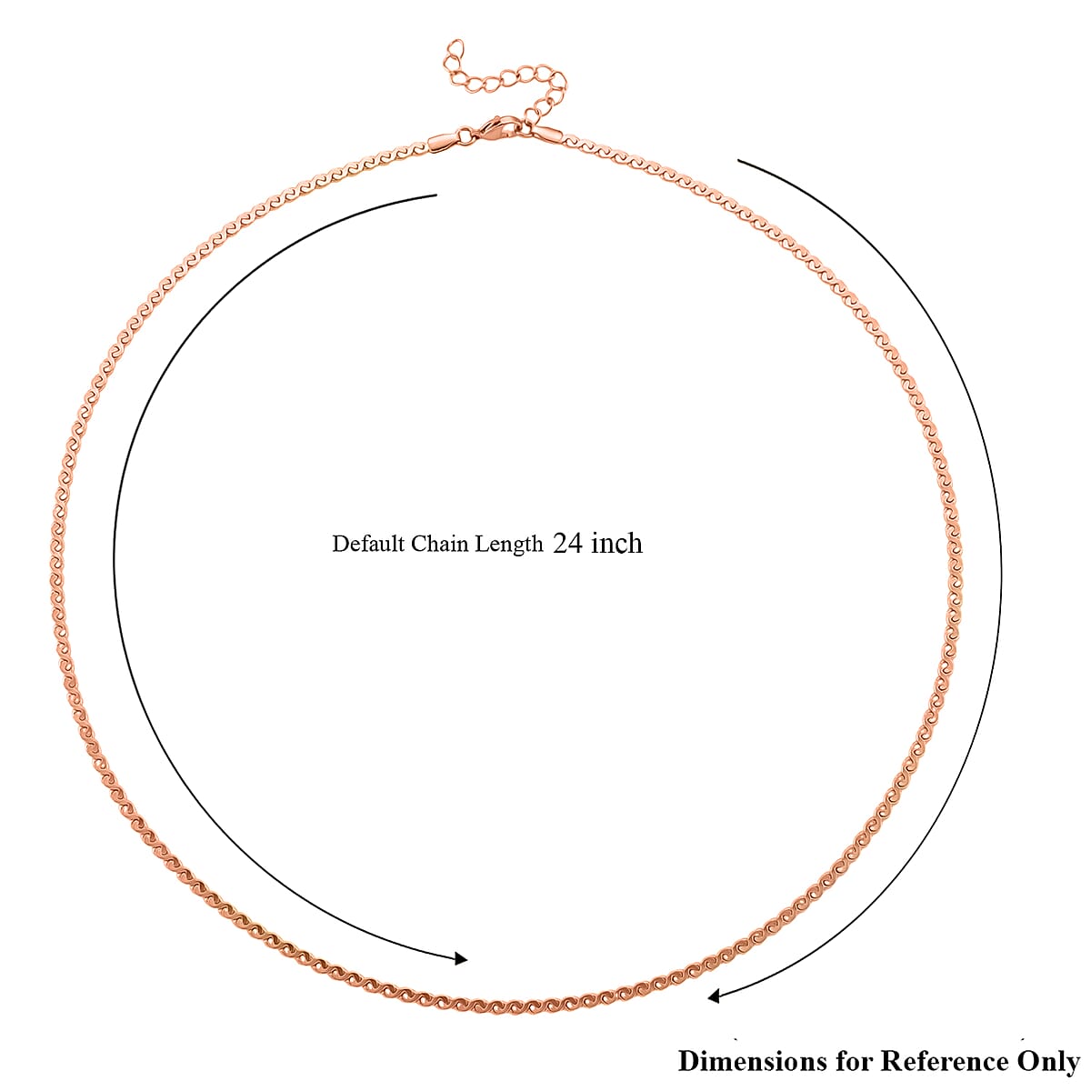 Smooth Curved Twist Chain Necklace in ION Plated RG Stainless Steel 24-26 Inches image number 5