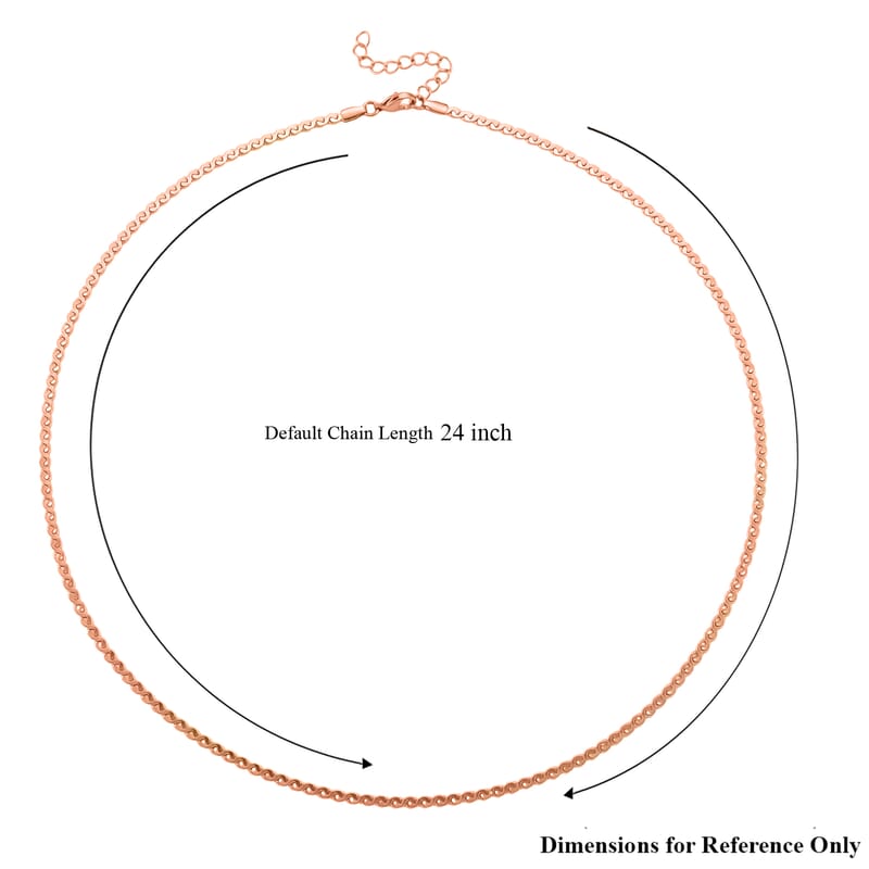 Smooth Curved Twist Chain Necklace in ION Plated RG Stainless Steel (24-26 Inches)