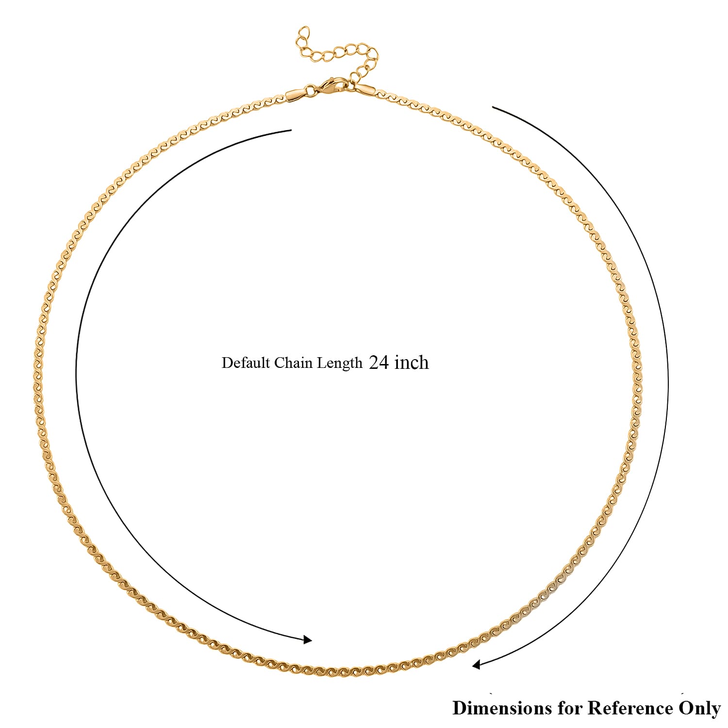 Smooth Curved Twist Chain Necklace in ION Plated YG Stainless Steel (24-26 Inches)