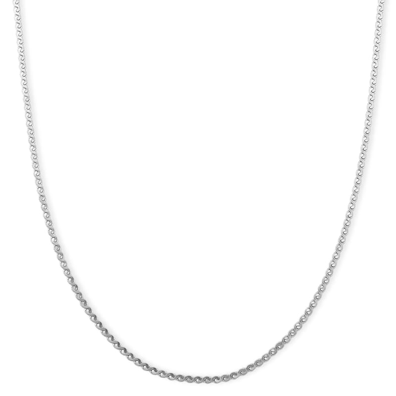 Smooth Curved Twist Chain Necklace in Stainless Steel (24-26 Inches)