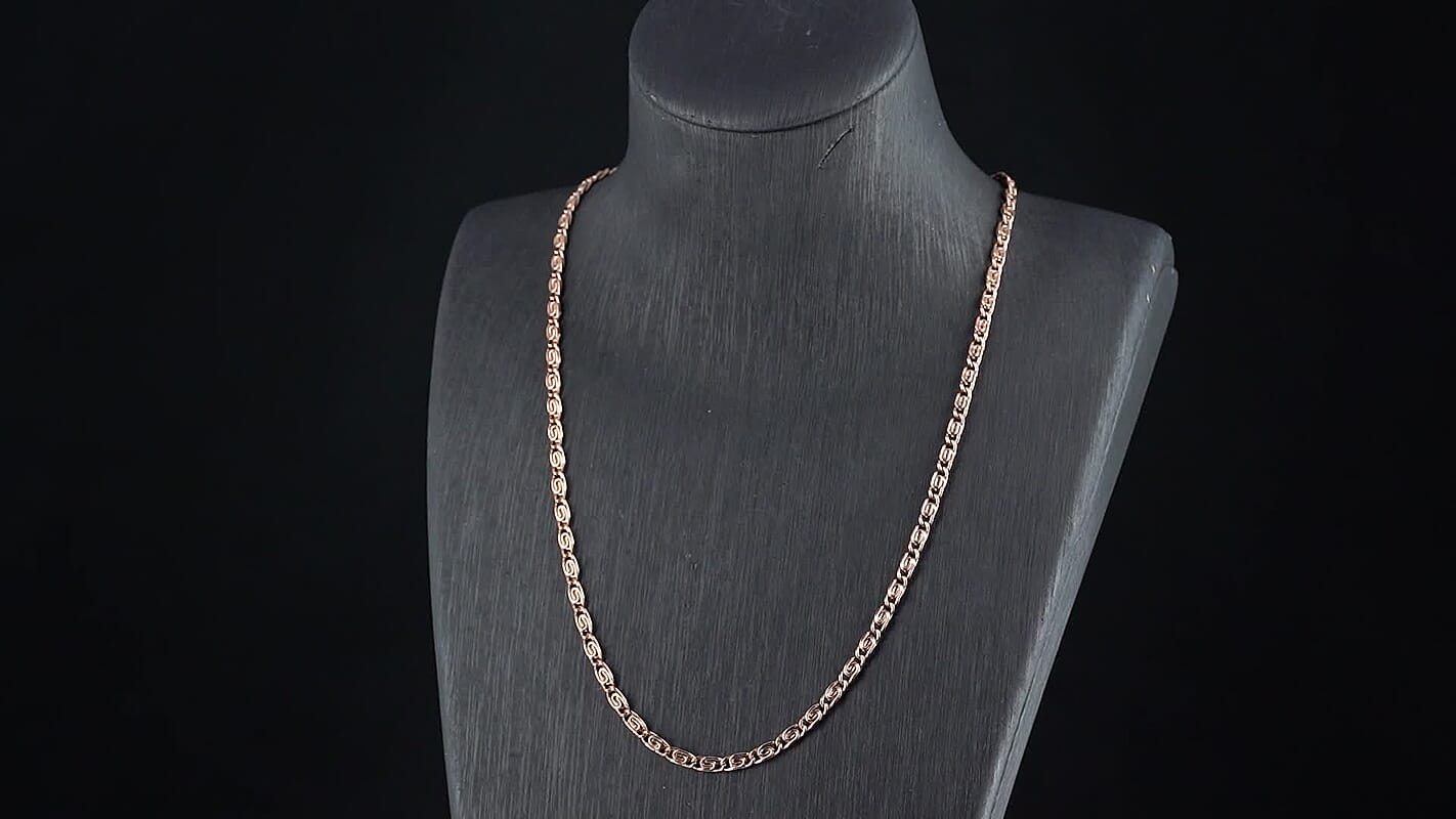 Byzantine Chain Necklace in ION Plated RG Stainless Steel (24-26 Inches)