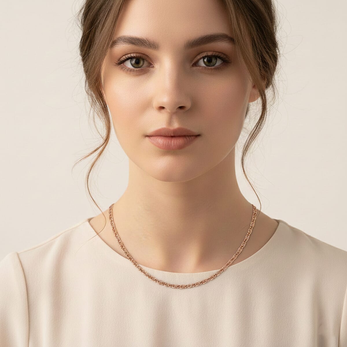 Byzantine Chain Necklace in ION Plated RG Stainless Steel 24-26 Inches image number 2