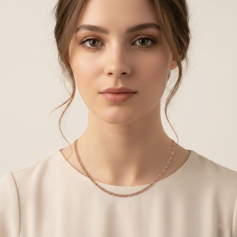 Byzantine Chain Necklace in ION Plated RG Stainless Steel (24-26 Inches)
