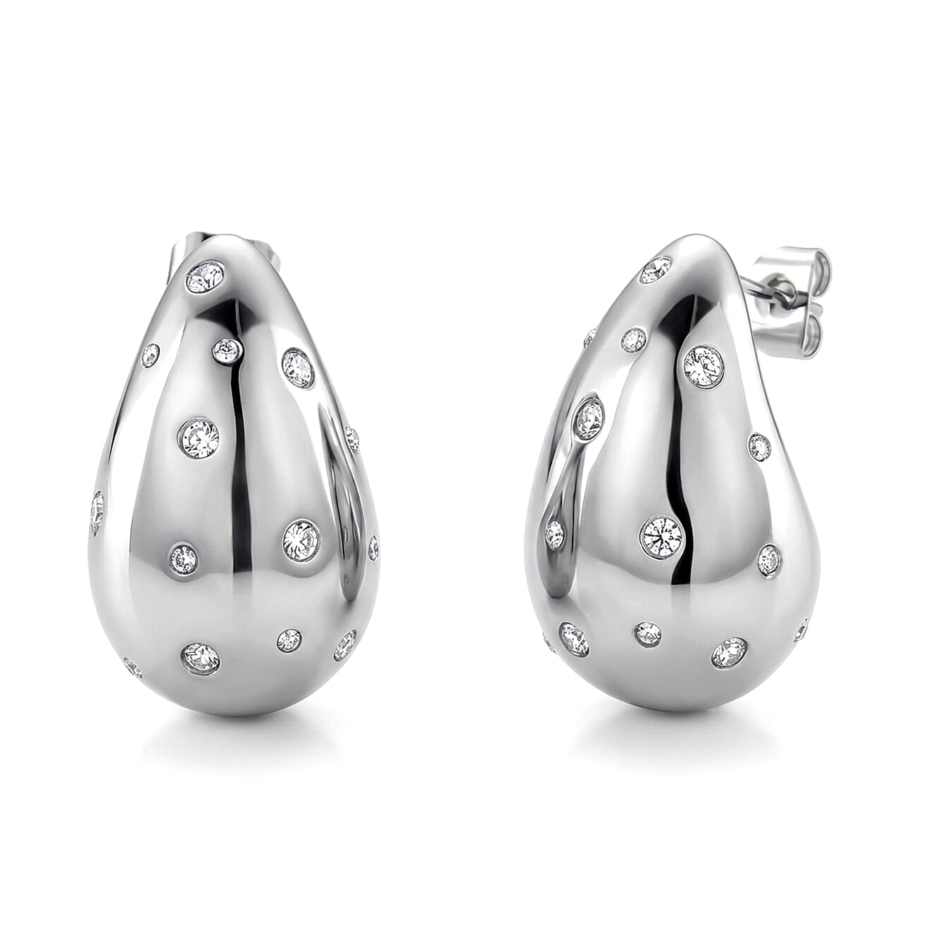 Simulated Diamond Raindrop Earrings in Stainless Steel