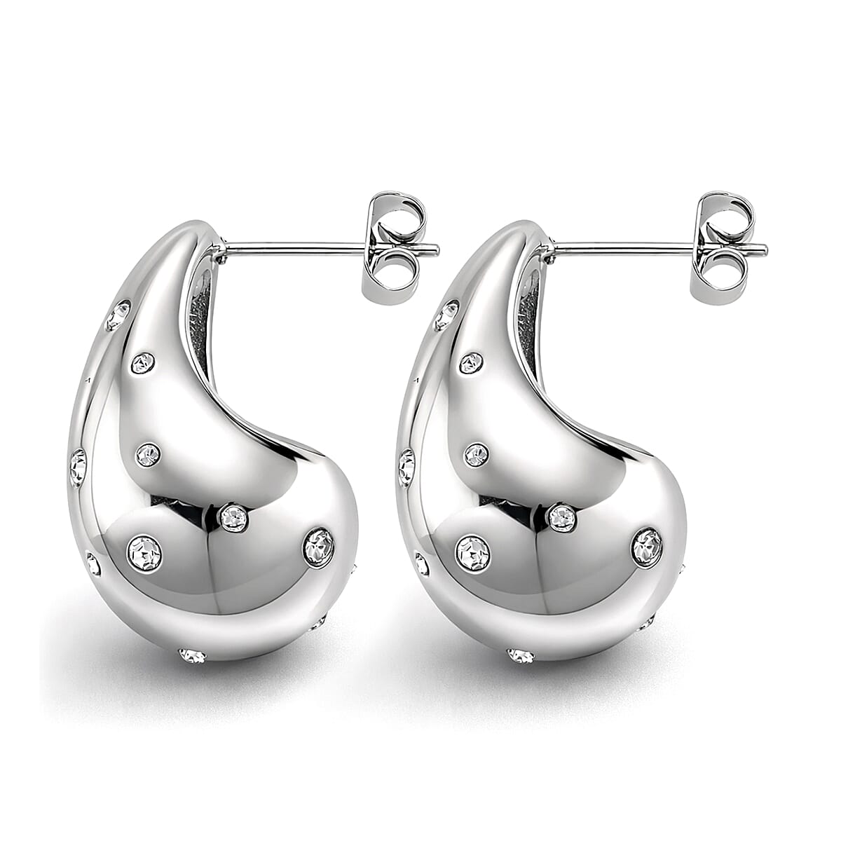 Simulated Diamond Earrings in Stainless Steel image number 3