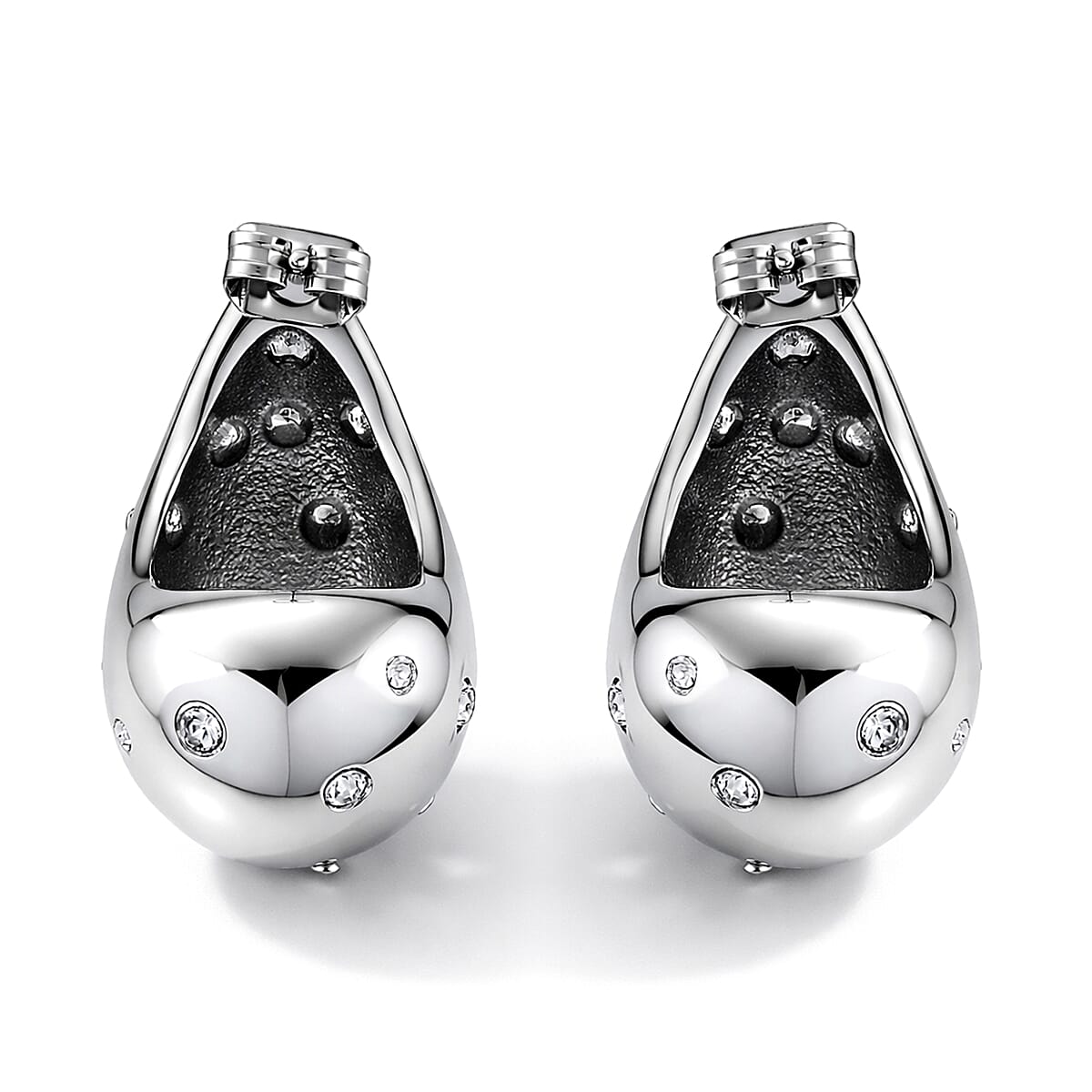 Simulated Diamond Earrings in Stainless Steel image number 4