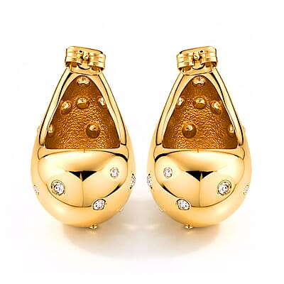 Simulated Diamond Raindrop Earrings in ION Plated YG Stainless Steel