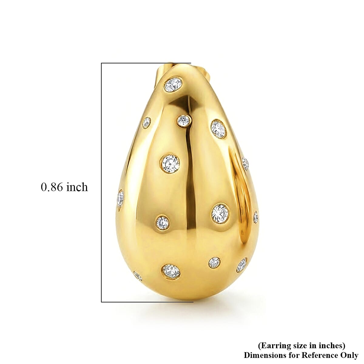 Simulated Diamond Raindrop Earrings in ION Plated YG Stainless Steel