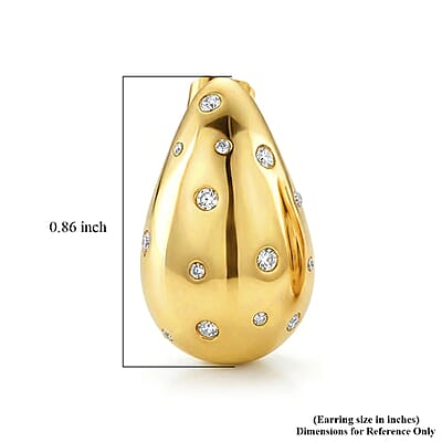 Simulated Diamond Raindrop Earrings in ION Plated YG Stainless Steel