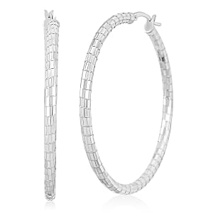 Sterling Silver 50mmx2.95mm Spiral Groove Hoop Earrings 7.6 Grams