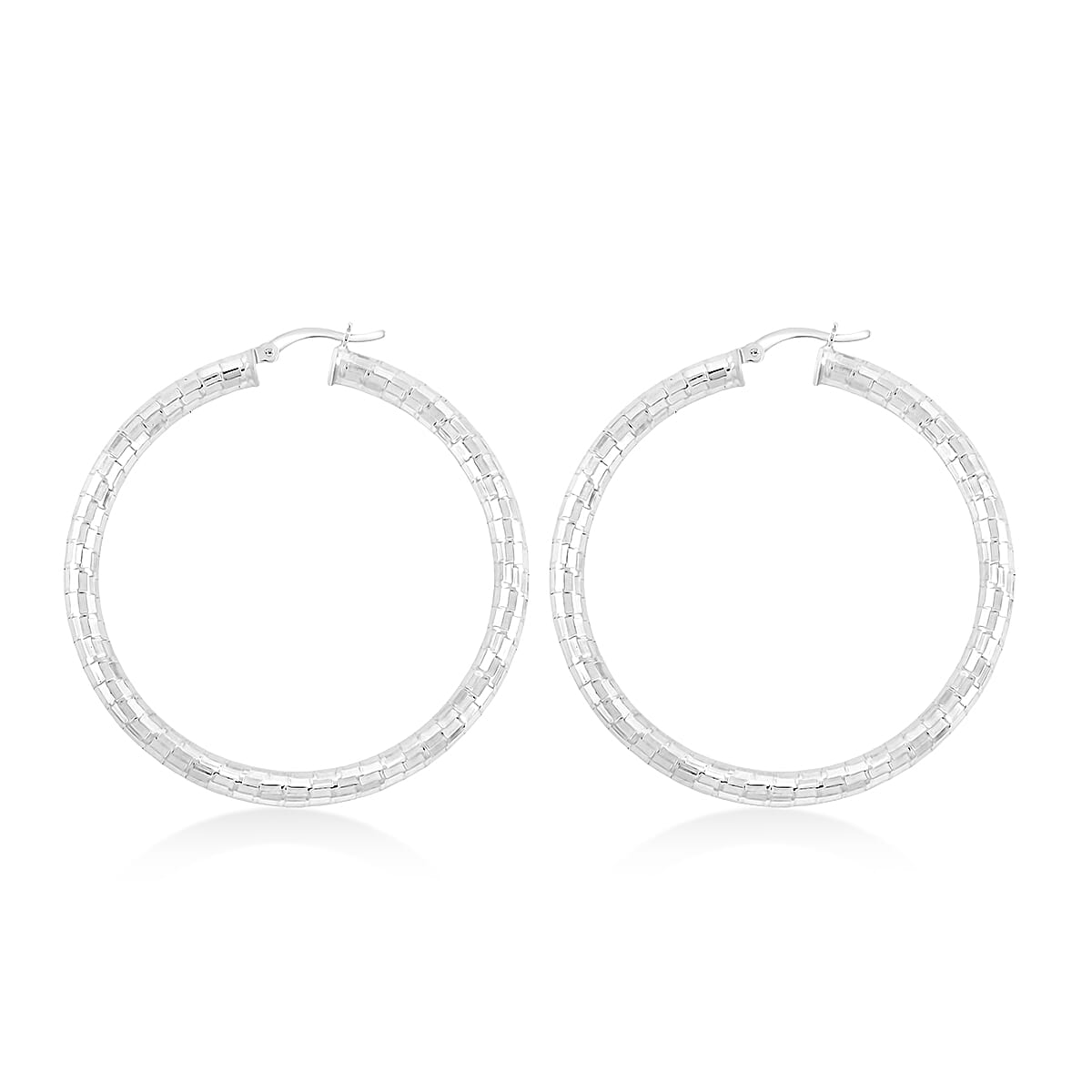 Sterling Silver 50mmx4mm Spiral Groove Hoop Earrings 10 Grams image number 2