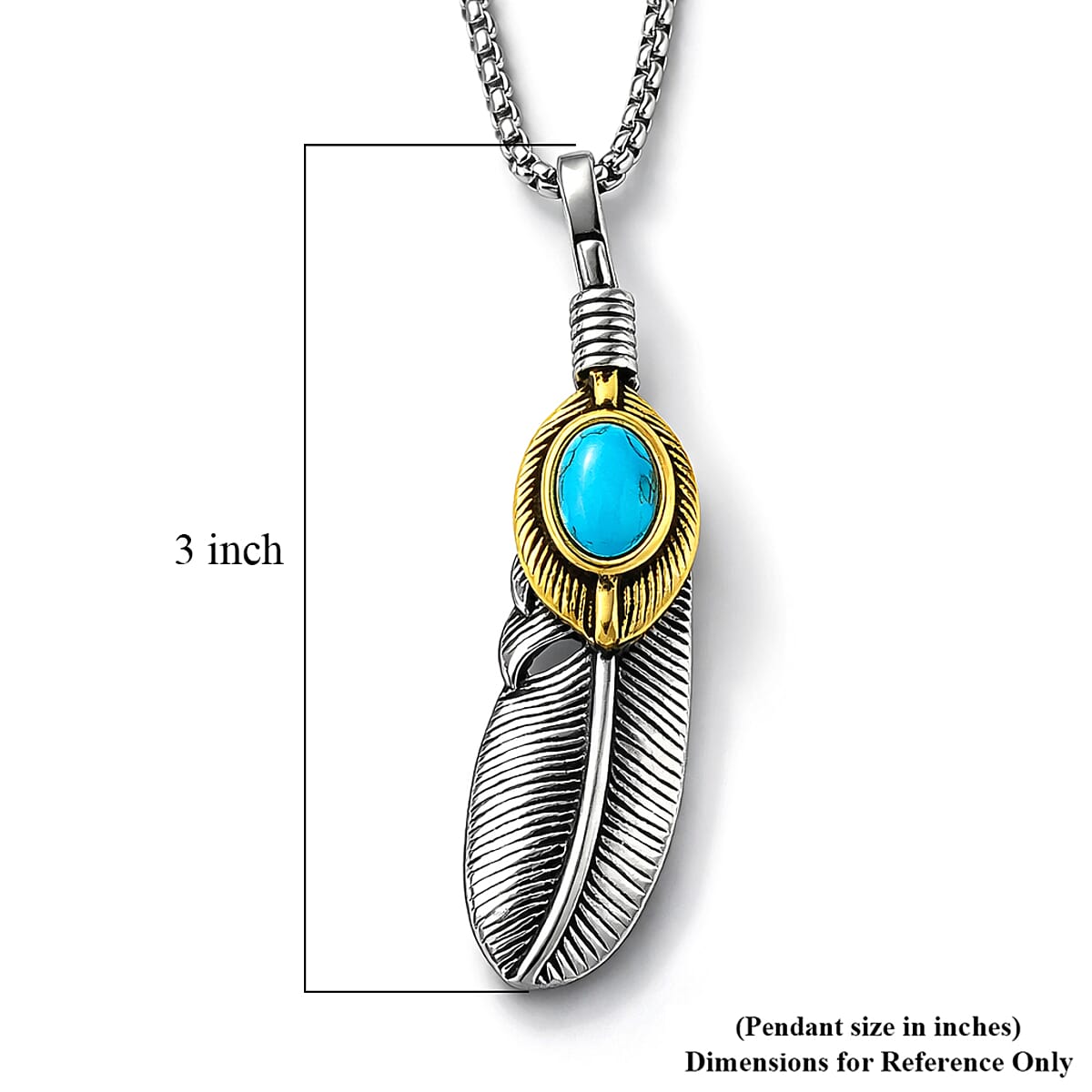 Blue Howlite 0.30 ctw Pendant Necklace in ION Plated YG and Stainless Steel 24 Inches  image number 6