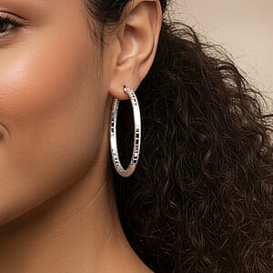 Sterling Silver Spiral Groove Hoop Earrings (12 Grams, 60x4mm)