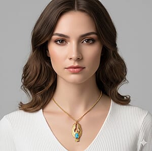 Blue Howlite 1.00 ctw Pendant Necklace in ION Plated YG Stainless Steel 24 Inches