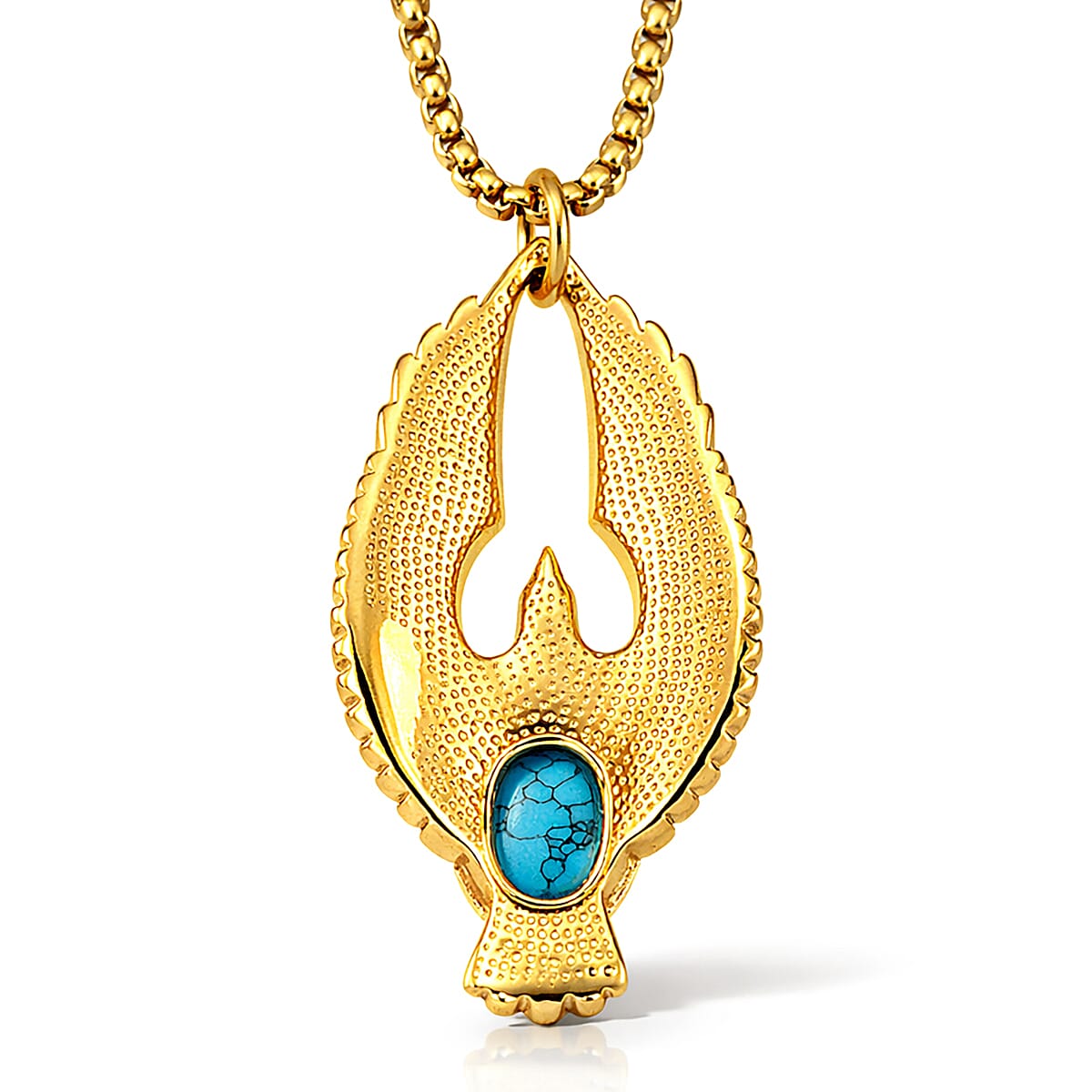 Blue Howlite 1.00 ctw Pendant Necklace in ION Plated YG Stainless Steel 24 Inches