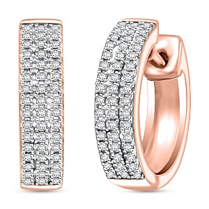 Doorbuster Diamond 0.25 ctw Earrings in 14K Rose Gold and Rhodium Over Sterling Silver 