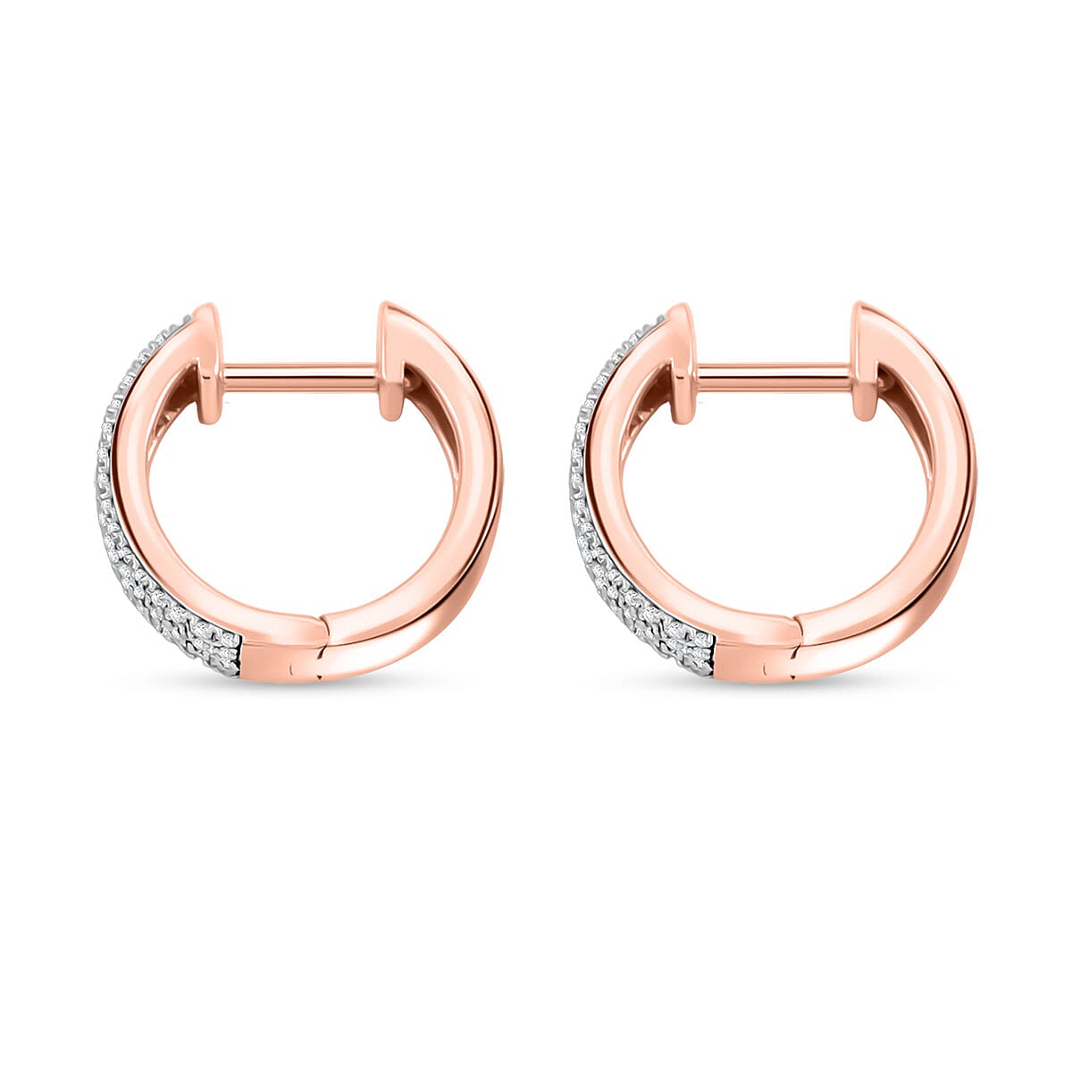 Doorbuster Diamond 0.25 ctw Earrings in 14K Rose Gold and Rhodium Over Sterling Silver  image number 3