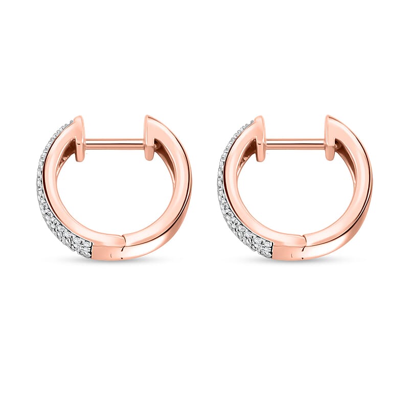  Diamond 0.25 ctw Hoop Earrings in 14K Rose Gold and Rhodium Over Sterling Silver 