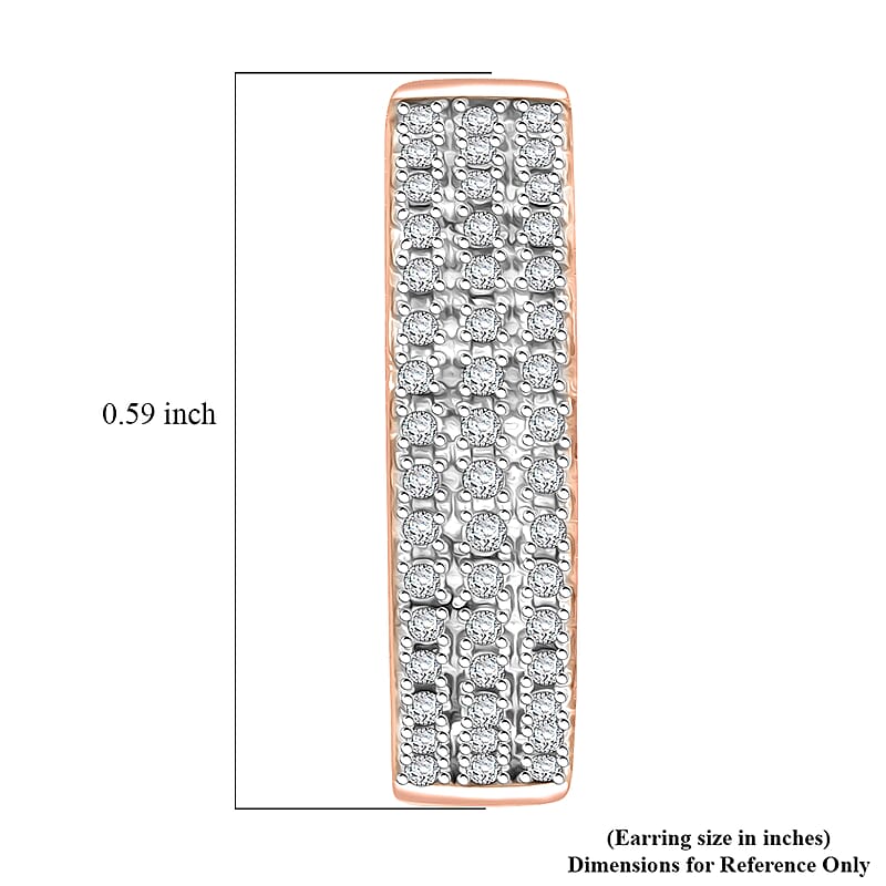  Diamond 0.25 ctw Hoop Earrings in 14K Rose Gold and Rhodium Over Sterling Silver 