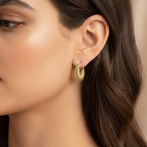 D'Joy Hoop Earrings in 14K Yellow Gold Over Sterling Silver 5.75 Grams