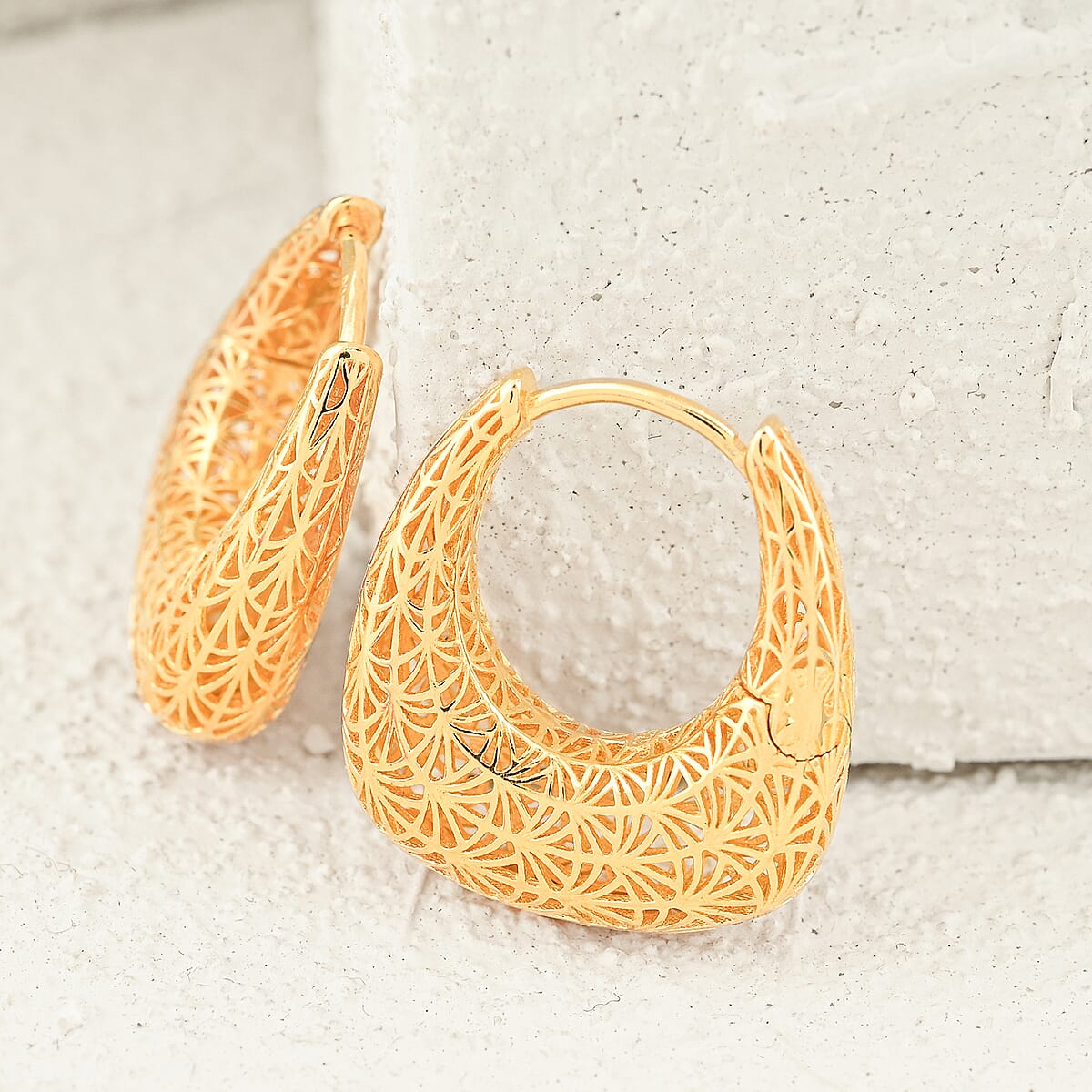 D'Joy Fancy Hoop Earrings in 14K Yellow Gold Over Sterling Silver 4.30 Grams image number 1