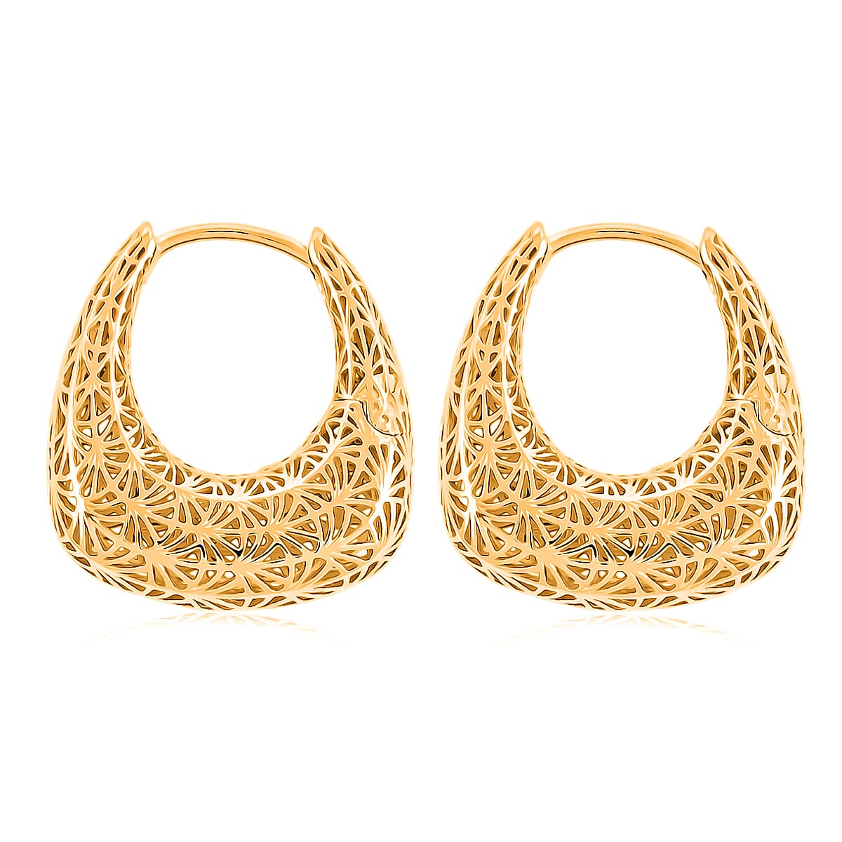 D'Joy Fancy Hoop Earrings in 14K Yellow Gold Over Sterling Silver 4.30 Grams image number 3