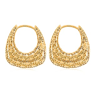 D'Joy Fancy Hoop Earrings in 14K Yellow Gold Over Sterling Silver 4.30 Grams