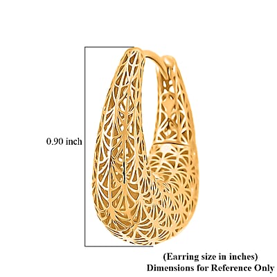 D'Joy Fancy Hoop Earrings in 14K Yellow Gold Over Sterling Silver 4.30 Grams